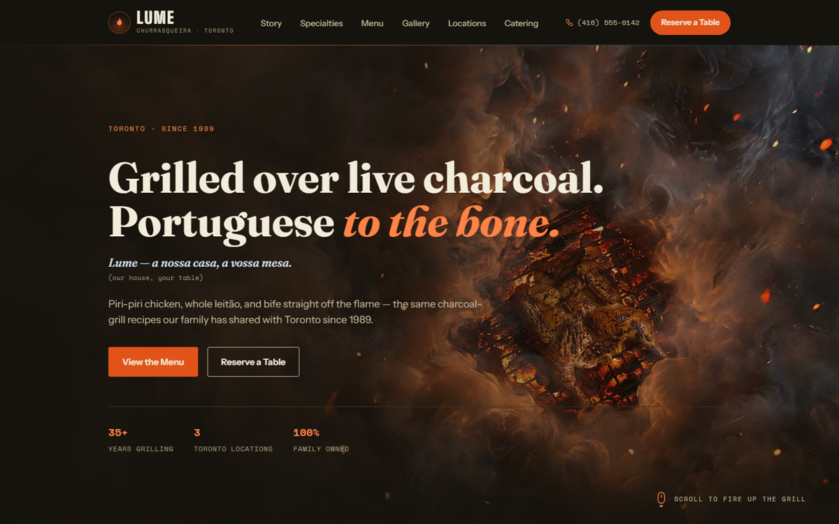 Lume Churrasqueira website