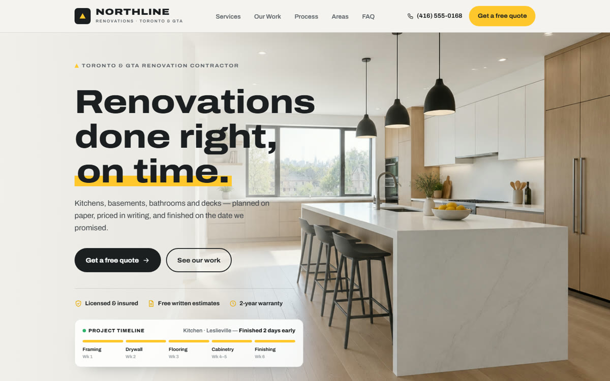 Northline Renovations website